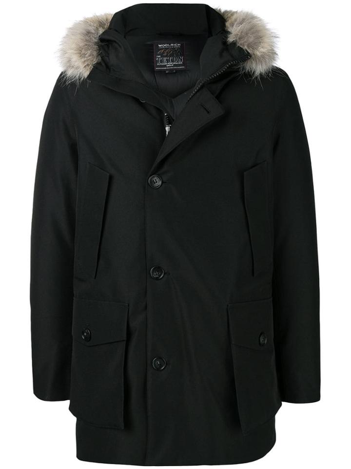 Woolrich Fur Hooded Padded Coat - Blue