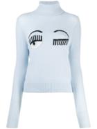 Chiara Ferragni Winking Eye Appliqué Jumper - Blue