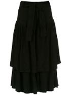 Andrea Bogosian Ruffled Suede Skirt - Black