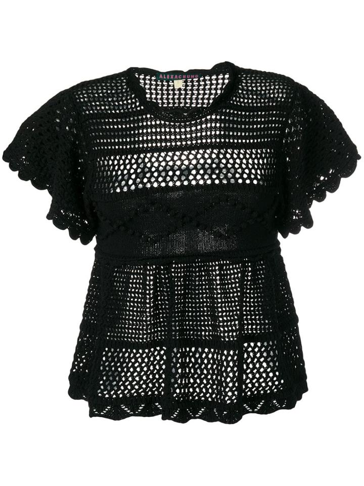 Alexa Chung Open Knit Blouse - Black