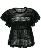 Alexa Chung Open Knit Blouse - Black