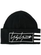 Y-3 Stripe Patterned Ribbed Hat - Black