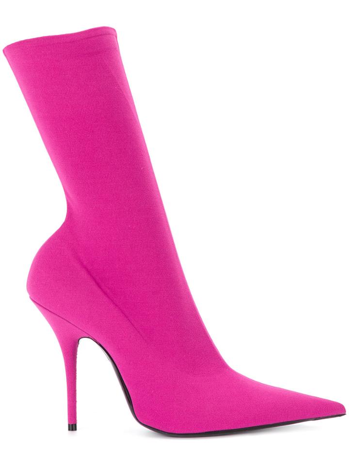 Balenciaga Knife Crepe Booties - Pink & Purple