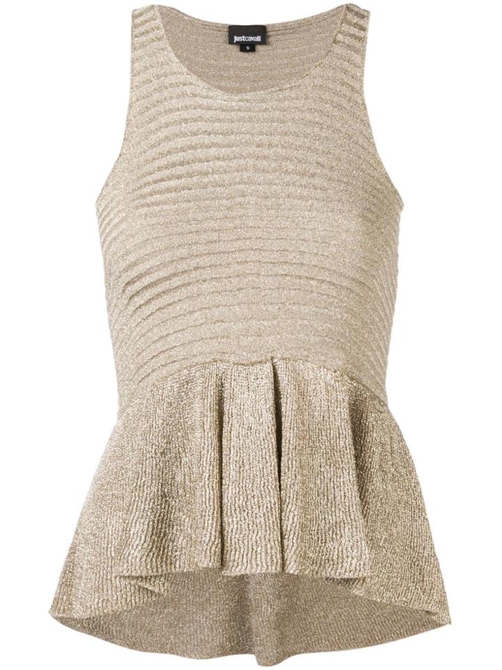 Just Cavalli Knit Peplum Vest - Gold
