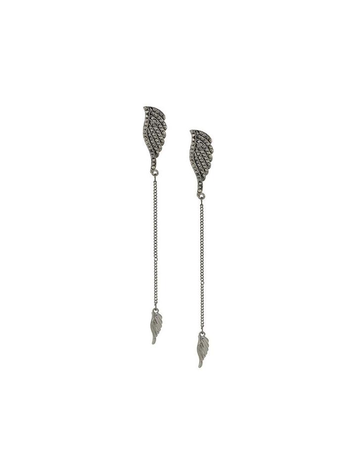 Federica Tosi Wings Long Earring, Women's, Black