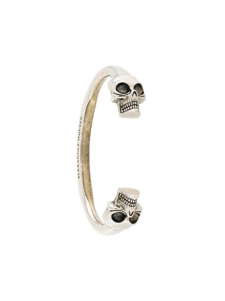 Alexander Mcqueen Skull Torque Bangle, Men's, Metallic