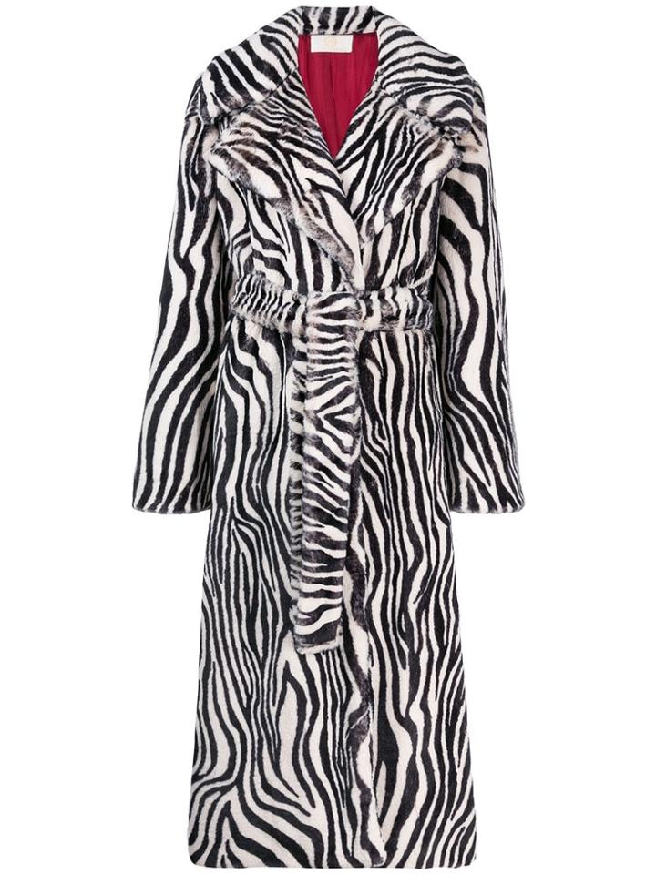 Sara Battaglia Zebra Trench Coat - Black
