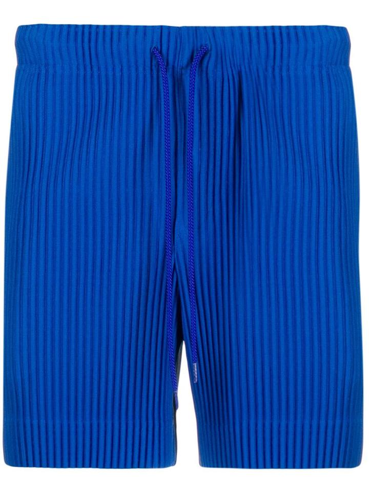 Homme Plissé Issey Miyake Drawstring Ribbed Shorts - Blue