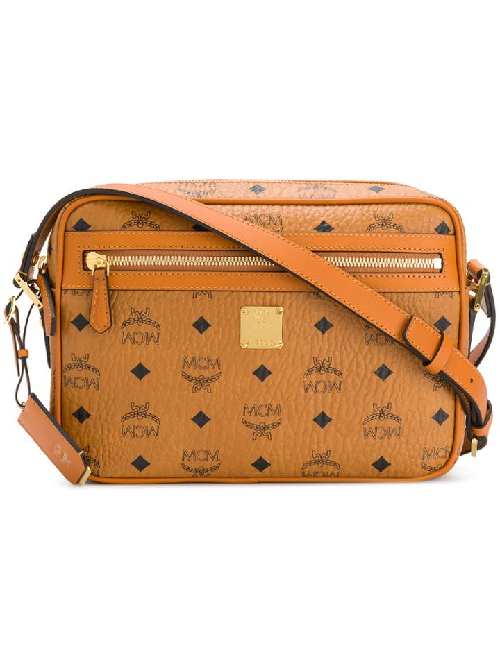 Mcm Printed Logo Crossbody Bag - Brown