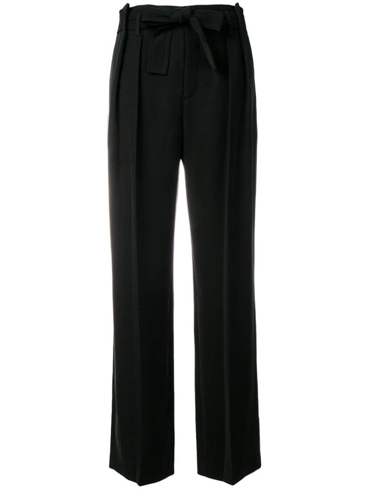 Vince Belted Pleated Trousers - Black