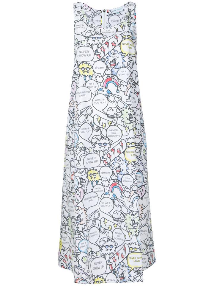 Mira Mikati - Printed Tank Dress - Women - Cotton - 38, White, Cotton