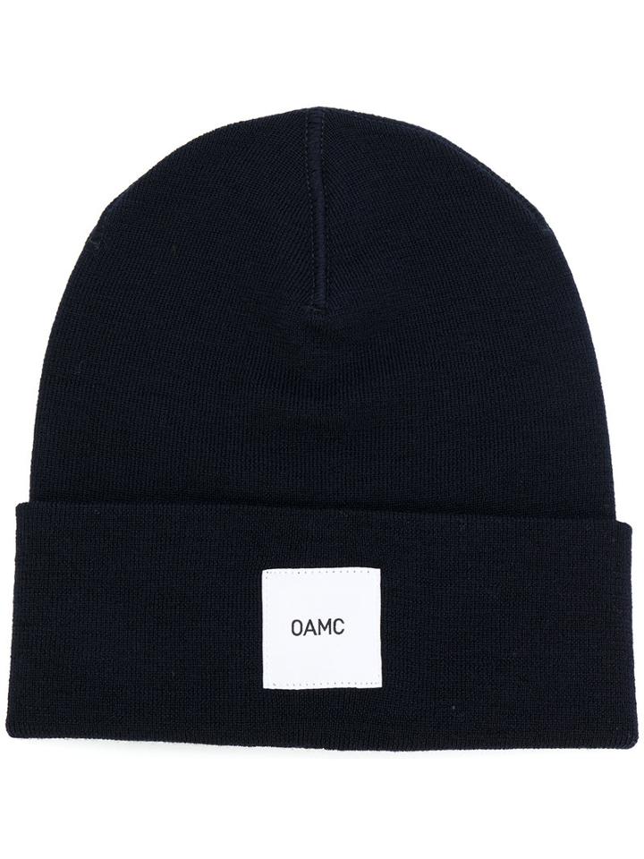 Oamc - Logo Patch Beanie - Men - Wool - One Size, Blue, Wool