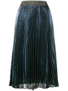 Christopher Kane Pleated Lamé Midi Skirt - Blue