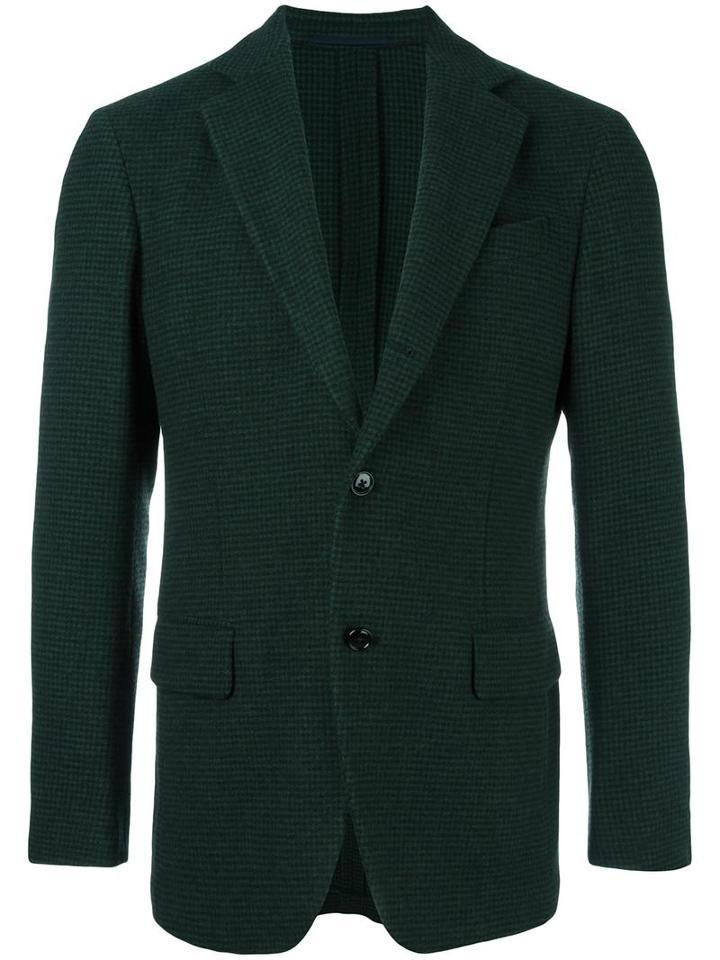 Mp Massimo Piombo Two Button Blazer, Men's, Size: 48, Green, Wool/nylon/cupro