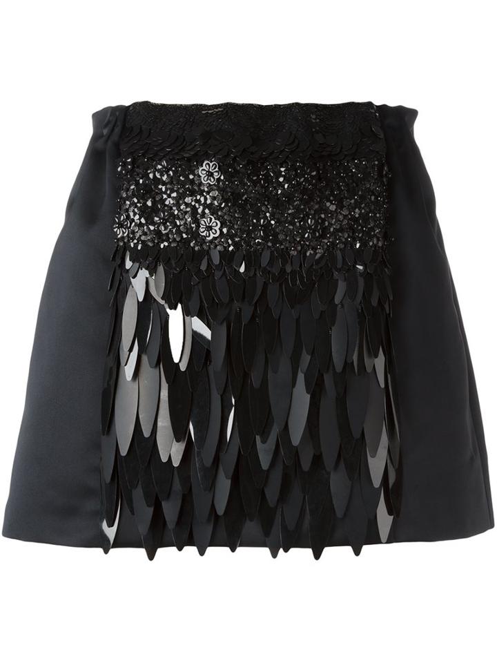 No21 Sequin Embellished Skirt, Women's, Size: 42, Black, Polyester/viscose
