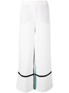 8pm - Contrast Wide-leg Pants - Women - Polyester - Xs, White, Polyester