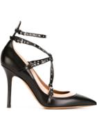 Valentino Garavani Love Latch Pumps, Women's, Size: 38, Black, Leather/calf Leather