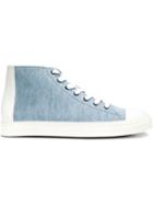 Pierre Hardy Frisco Hi-top Sneakers, Men's, Size: 41, Blue, Leather/cotton