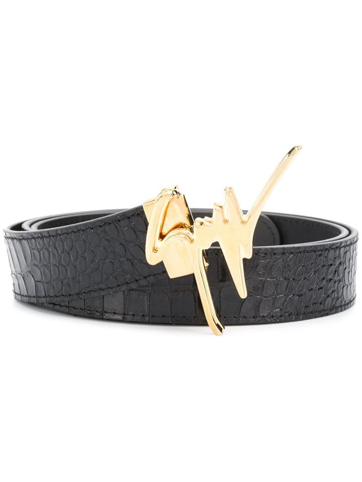Giuseppe Zanotti Embossed Leather Belt - Black