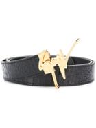Giuseppe Zanotti Embossed Leather Belt - Black