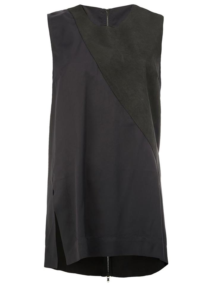 Ilaria Nistri Bicolour Back Zip Tank, Women's, Size: 40, Black, Leather/cupro