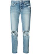 Moussy - Distressed Tapered Jeans - Women - Cotton - 28, Blue, Cotton