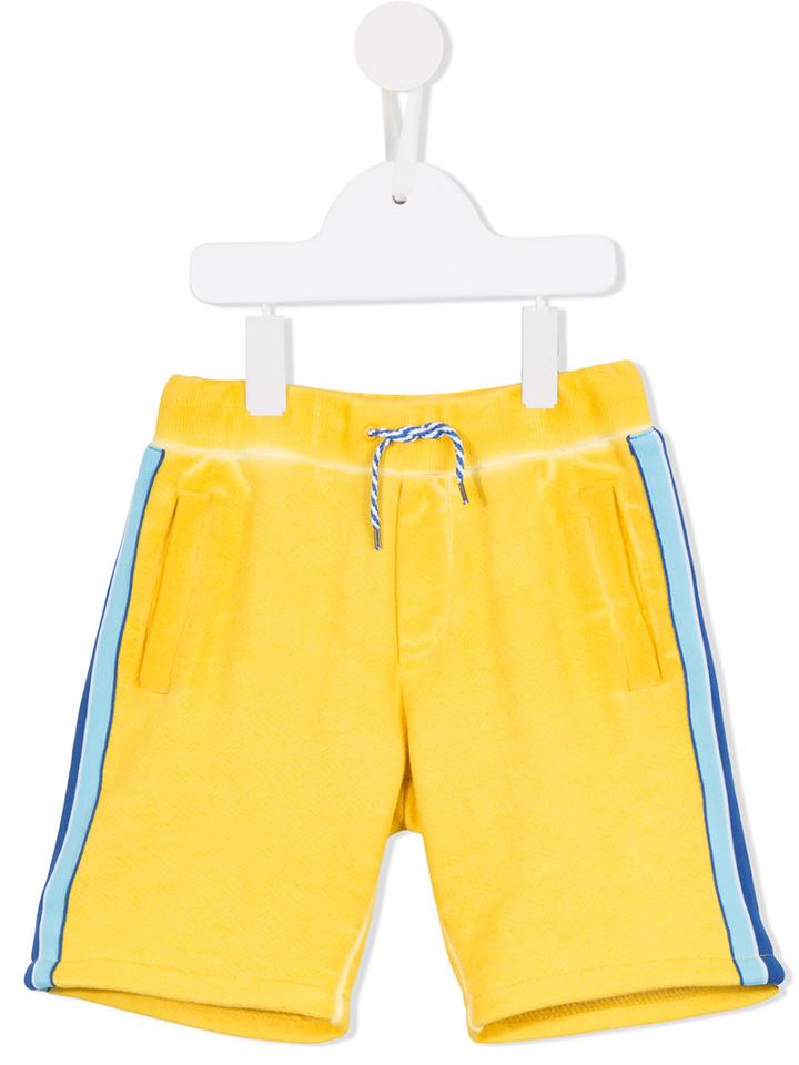 Little Marc Jacobs - Contrast Side Stripe Shorts - Kids - Cotton - 8 Yrs, Boy's, Yellow/orange