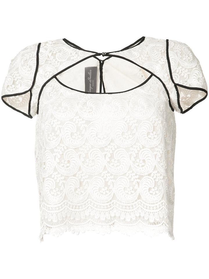 Monique Lhuillier - Cutout Lace Blouse - Women - Silk - 6, White, Silk