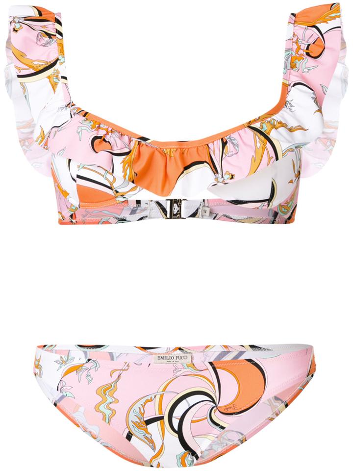 Emilio Pucci Printed Ruffle Bikini - Multicolour