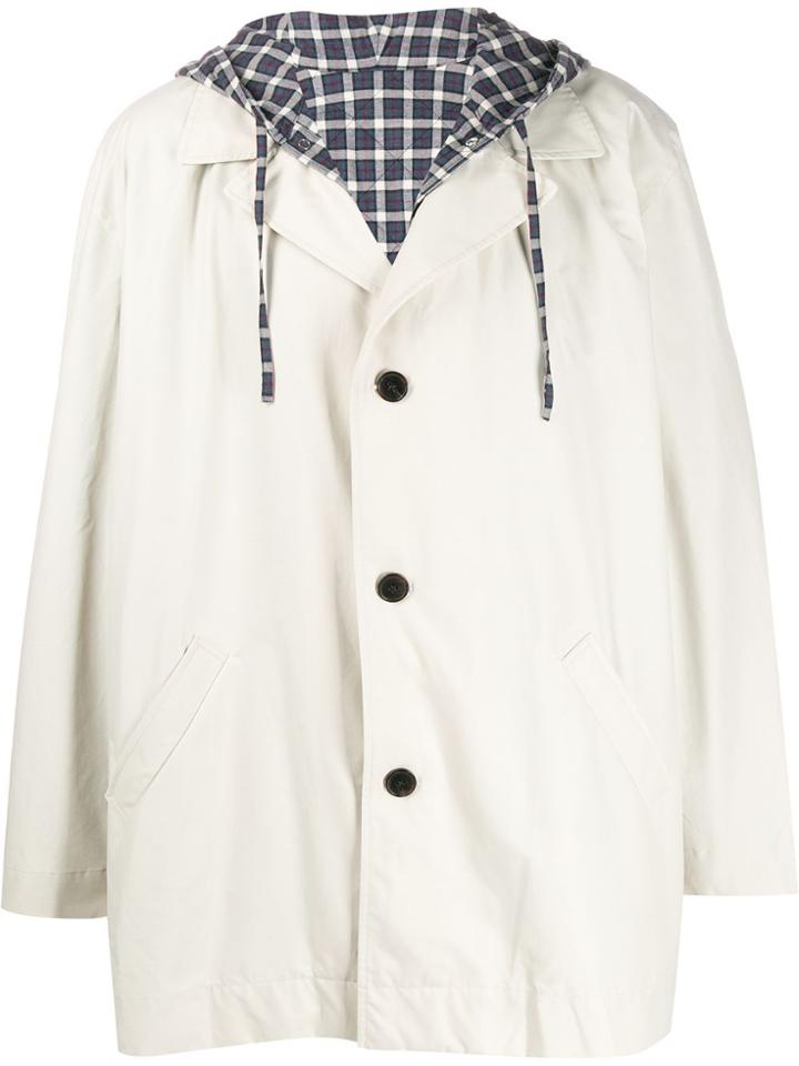 Martine Rose Hooded Single Breasted Coat - Neutrals