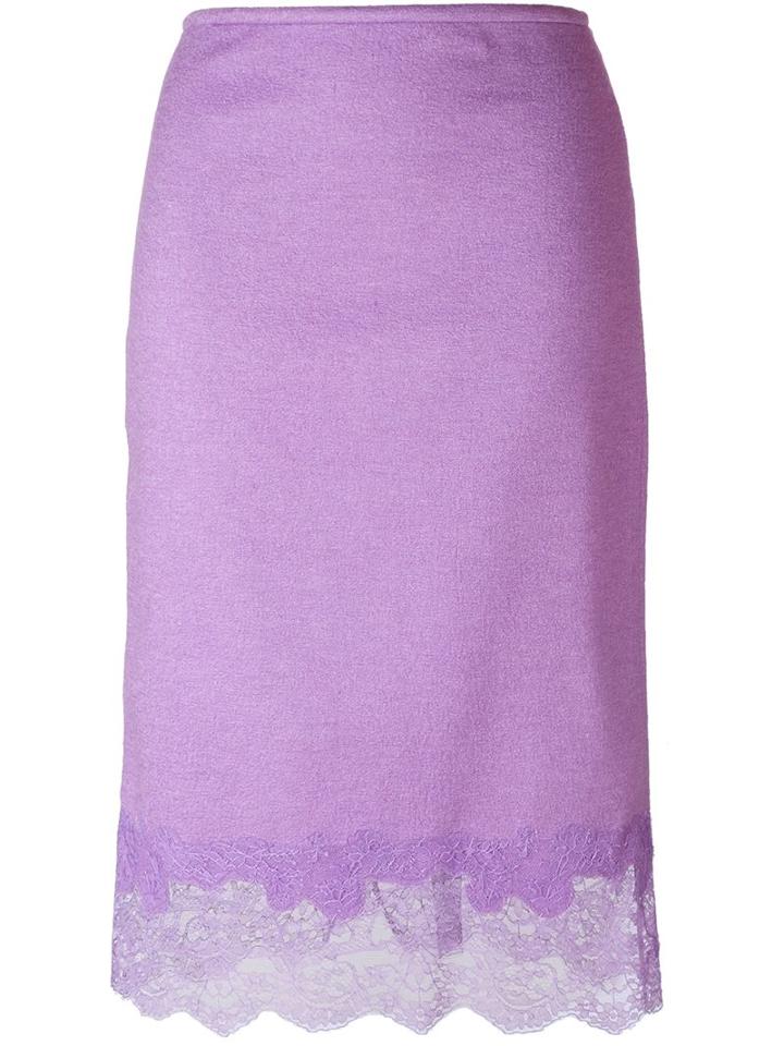 Ermanno Scervino Lace Bottom Skirt, Women's, Size: 42, Pink/purple, Silk/cashmere/wool/polyimide