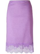 Ermanno Scervino Lace Bottom Skirt, Women's, Size: 42, Pink/purple, Silk/cashmere/wool/polyimide