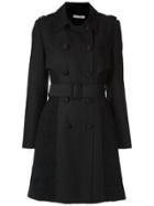 Martha Medeiros Lace Inserts Trench Coat - Black
