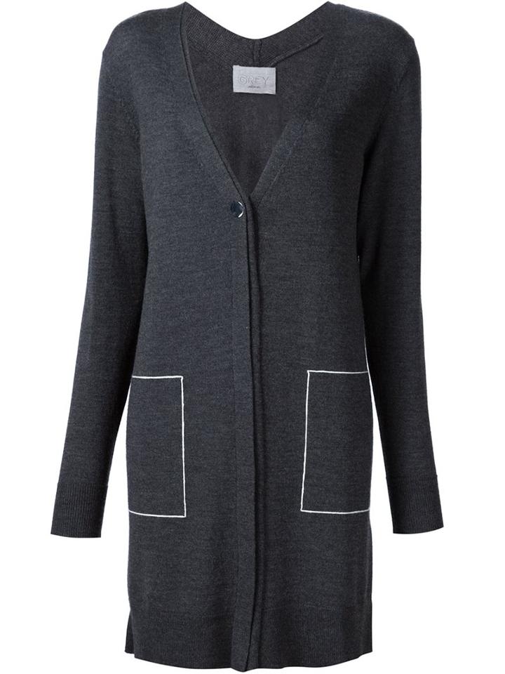 Grey Jason Wu V-neck Long Cardigan, Women's, Size: Small, Merino
