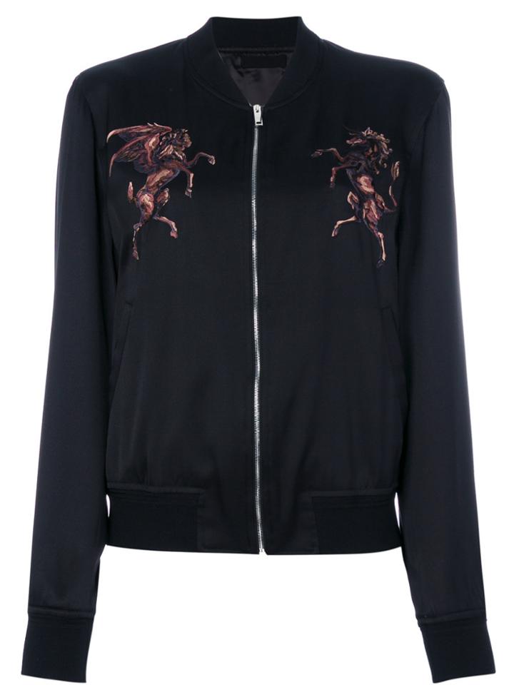 Alexander Mcqueen Embroidered Bomber Jacket - Black