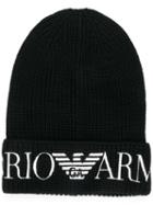 Emporio Armani Logo Beanie Hat - Black
