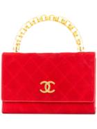 Chanel Vintage Quilted Chain Charm Handle Hand Bag - Red