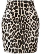 16arlington Leopard Print Leather Skirt - Brown