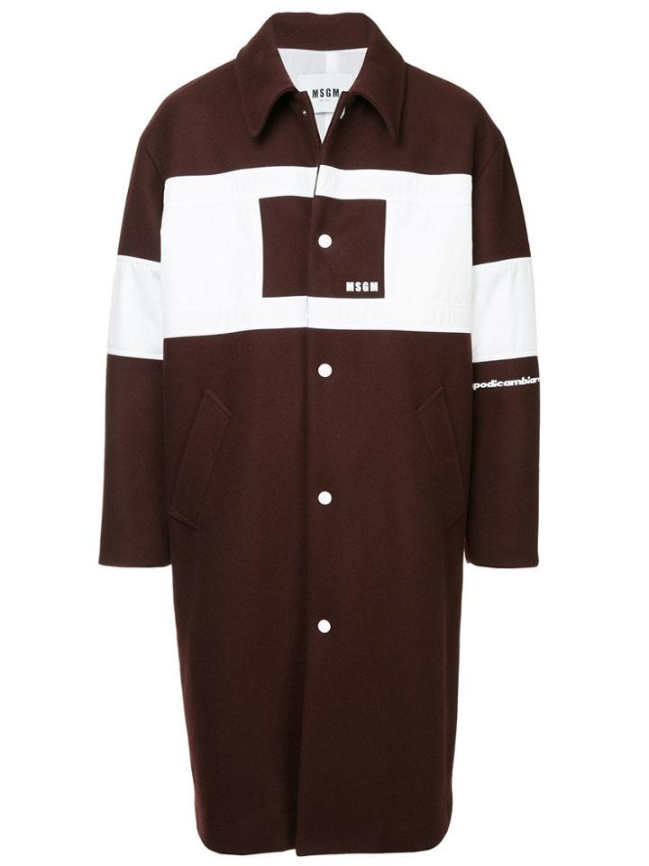 Msgm Branded Block Trenchcoat - Red