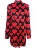 Philipp Plein Heart Print Longline Shirt - Black