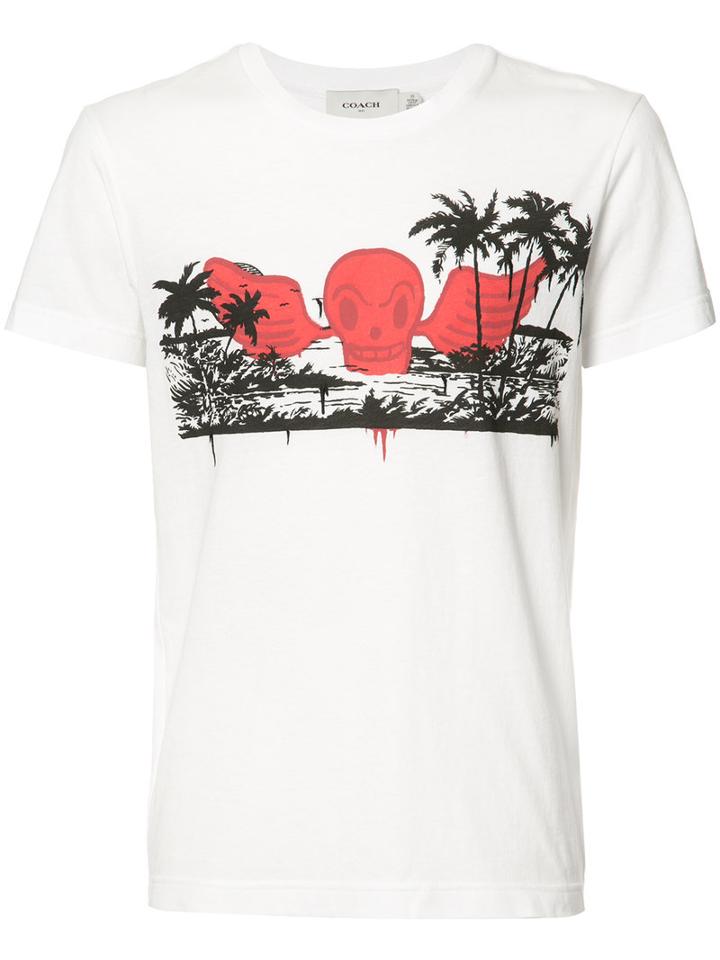 Coach Skull Print T-shirt, Men's, Size: Small, White, Cotton