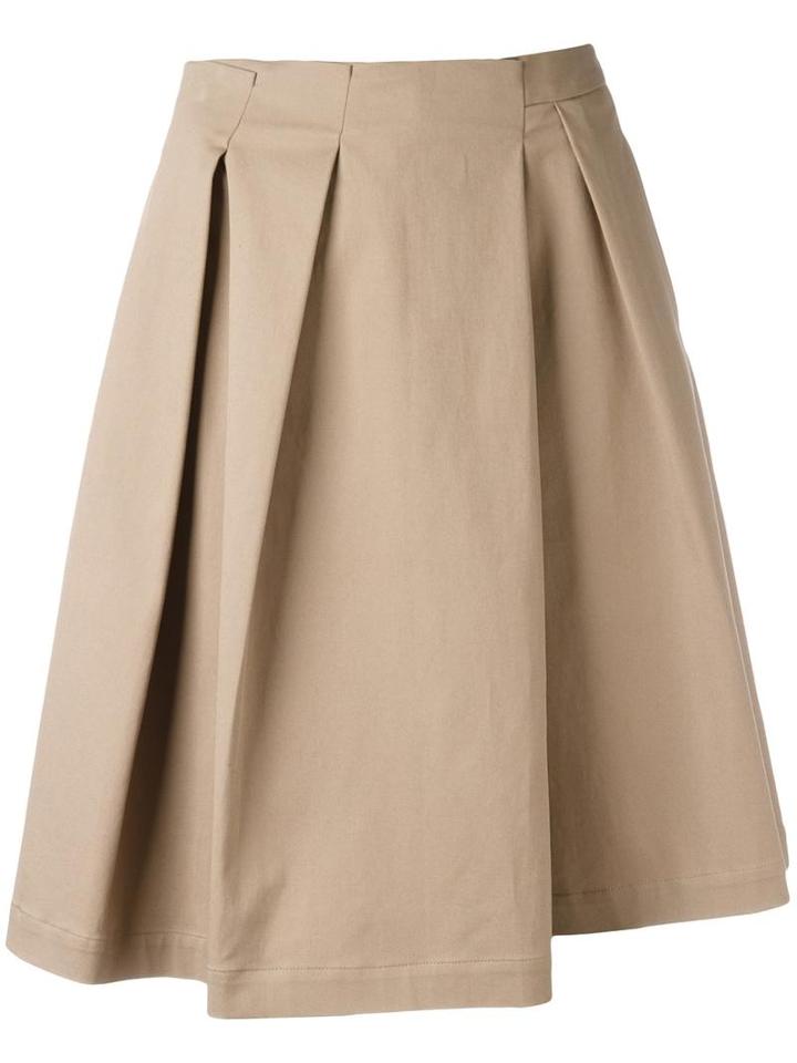 Jil Sander - Pleated A-line Shorts - Women - Cotton/spandex/elastane - 38, Women's, Nude/neutrals, Cotton/spandex/elastane