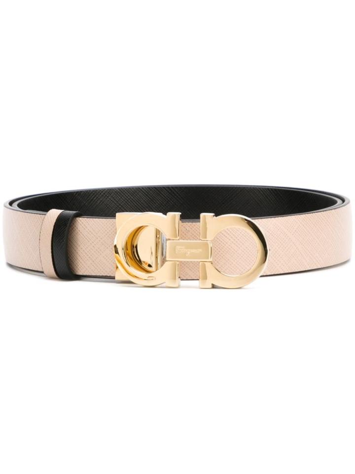 Salvatore Ferragamo Gancini Belt, Women's, Size: 80, Nude/neutrals, Calf Leather
