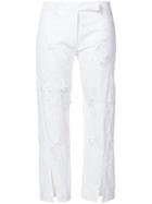 Ann Demeulemeester Ripped Detail Cropped Trousers - White