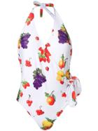 Msgm Fruit Patterned One-piece - White