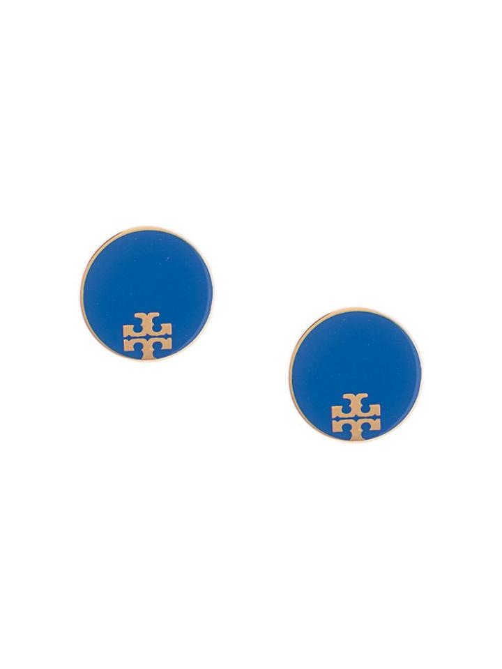 Tory Burch Enamel Logo Stud Earrings - Blue