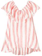 Lee Mathews Simmons Stripe Frill Neck Top - Red