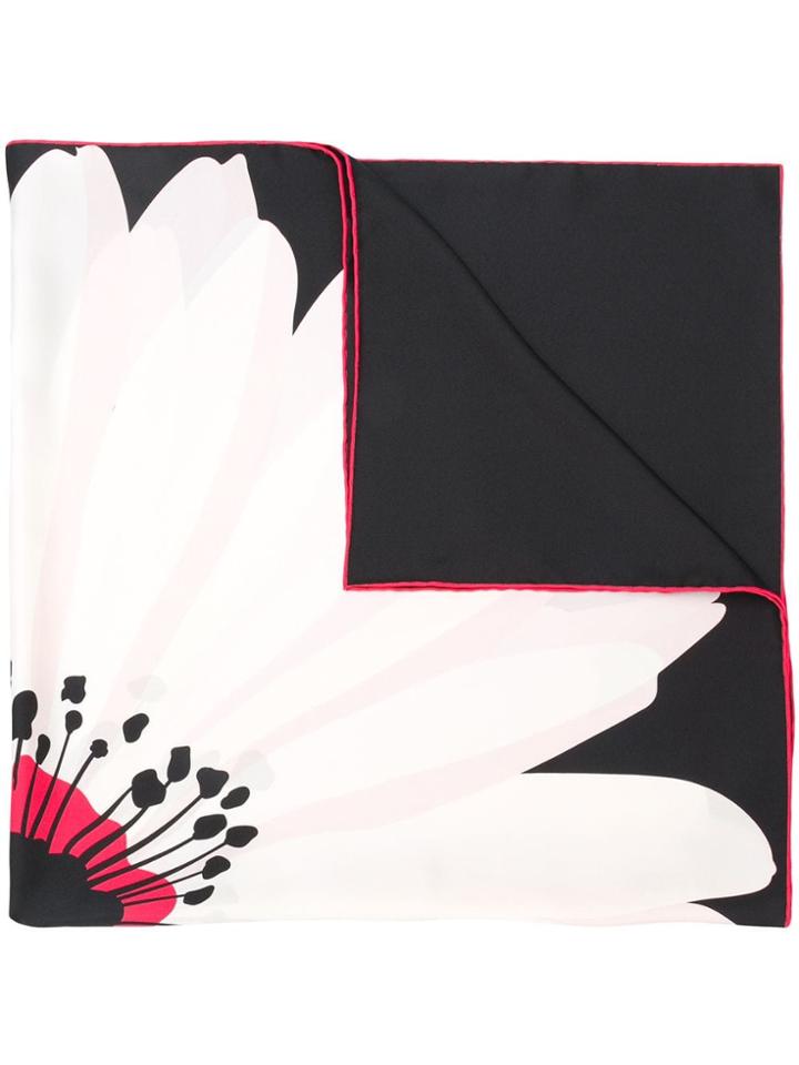 Valentino Floral Print Neck Scarf - Black