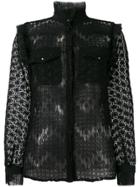 Just Cavalli Sheer Embroidered Blouse - Black