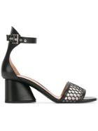 Emporio Armani Perforated Block-heel Sandals - Black